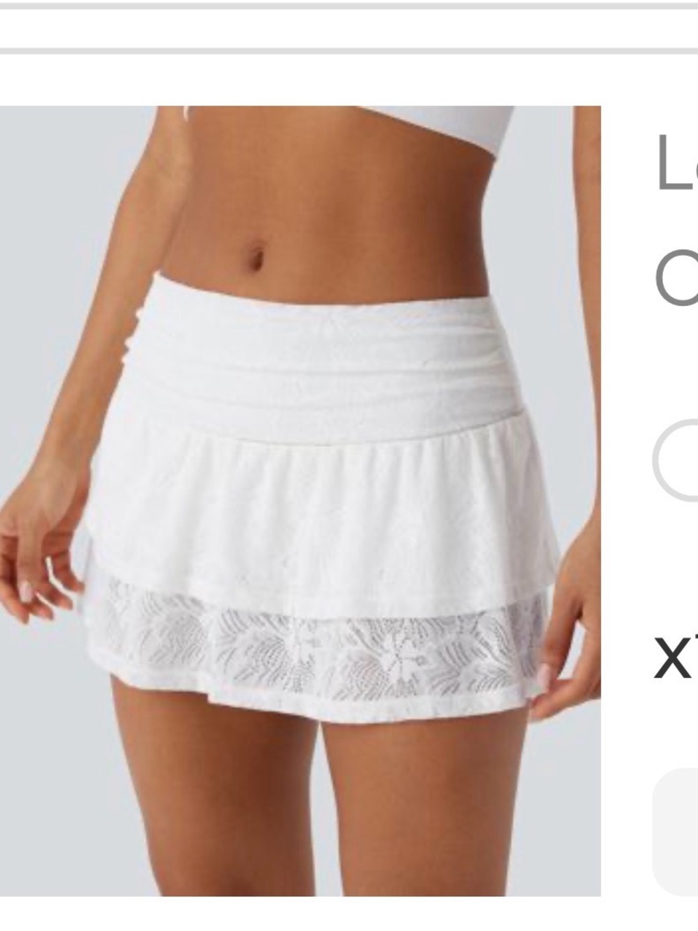 HALARA White Lace-Tier Mini Skort